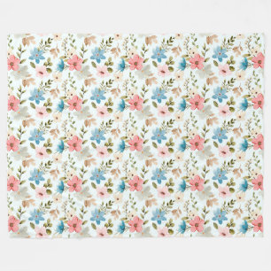 Aquarell-Wildblumen-Blumenmuster Fleecedecke