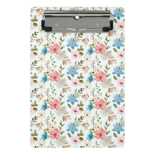 Aquarell-Wildblumen-Blumenmuster Mini Klemmbrett (Vorderseite)