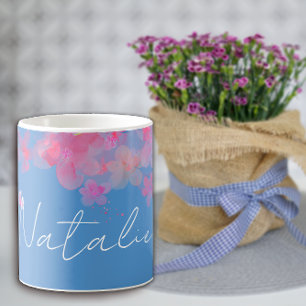 Aquarell-Wildblumen-Blumenname Kaffeetasse