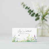 Aquarell-Wildblumen-Blumenskript-Foto-QR-Code Visitenkarte (Stehend Vorderseite)