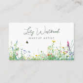 Aquarell-Wildblumen-Blumenskript-Foto-QR-Code Visitenkarte (Vorderseite)