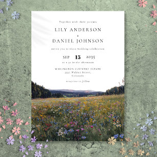 Aquarell-Wildblumen-Blumenwiese-Hochzeit Einladung