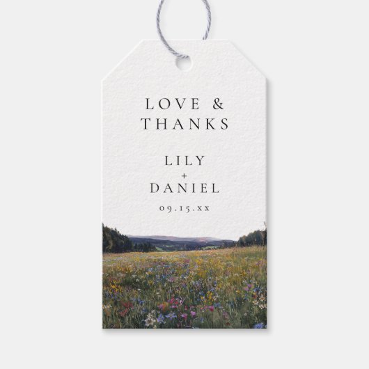 Aquarell-Wildblumen-Blumenwiese-Hochzeit Geschenkanhänger (Vorderseite)