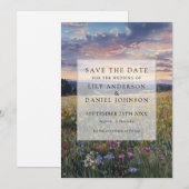 Aquarell-Wildblumen-Blumenwiese-Hochzeit Save The Date (Vorne/Hinten)