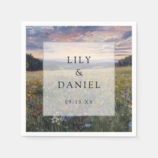 Aquarell-Wildblumen-Blumenwiese-Hochzeit Serviette (Vorderseite)