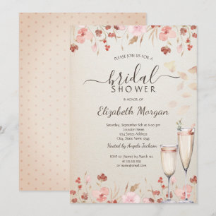 Aquarell-Wildblumen-Blüten-Prosecco Einladung