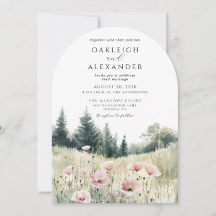 Aquarell-Wildblumen-Bogen-Hochzeit Einladung