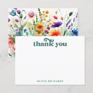 Aquarell-Wildblumen-Boho-Braut-Party Dankeskarte