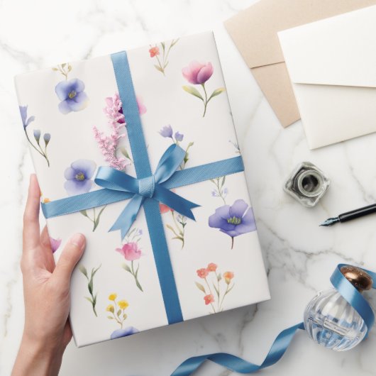 Aquarell-Wildblumen-Botanik-Geschenkpapier Geschenkpapier (Schenken)