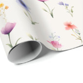 Aquarell-Wildblumen-Botanik-Geschenkpapier Geschenkpapier (Rolleneckpunkt)