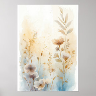 Aquarell-Wildblumen-Botanik-Kunstposter Sanft Poster