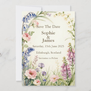 Aquarell-Wildblumen-Botanik-Save-the-Date-Karte Save The Date