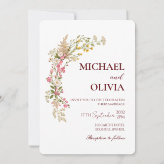 Aquarell-Wildblumen-Botanischer-Bogen-Hochzeit Einladung