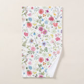 Aquarell-Wildblumen-Botanischer-Garten-Muster Badhandtuch Set (Handtuch)