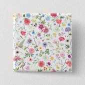 Aquarell-Wildblumen-Botanischer-Garten-Muster Button (Vorderseite)