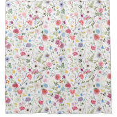 Aquarell-Wildblumen-Botanischer-Garten-Muster Duschvorhang (Vorderseite)
