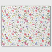 Aquarell-Wildblumen-Botanischer-Garten-Muster Geschenkpapier (Flach)
