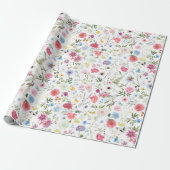 Aquarell-Wildblumen-Botanischer-Garten-Muster Geschenkpapier (Ungerollt)