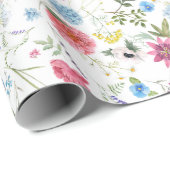 Aquarell-Wildblumen-Botanischer-Garten-Muster Geschenkpapier (Rolleneckpunkt)