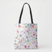 Aquarell-Wildblumen-Botanischer-Garten-Muster Tasche (Vorderseite)