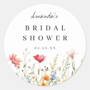 Aquarell-Wildblumen-Brautjunggesellinnen-Party Runder Aufkleber