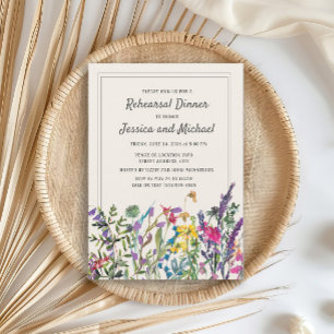 Aquarell-Wildblumen-Cream-Rustikale-Hochzeit Einladung