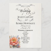 Aquarell-Wildblumen - Creme-Hochzeit Programm (Vorderseite)