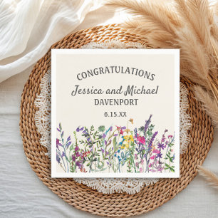 Aquarell-Wildblumen-Cremfarbene Hochzeit Serviette