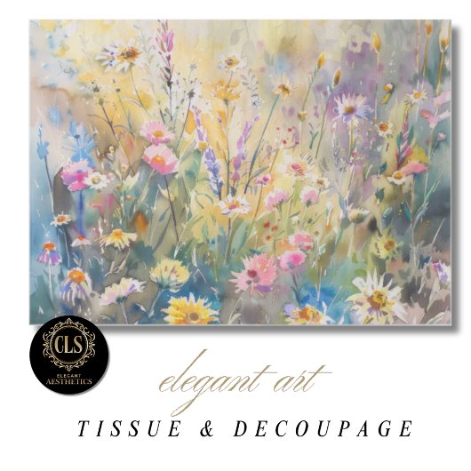Aquarell-Wildblumen-Decoupage Seidenpapier
