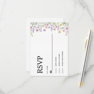 Aquarell-Wildblumen-Einladungskarte zum Antworten  RSVP Karte