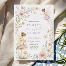 Aquarell-Wildblumen-Fee Erste 1. Geburtstag