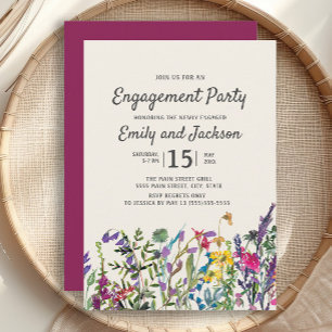 Aquarell-Wildblumen Floral Lila Verlobung Einladung