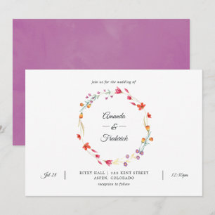 Aquarell-Wildblumen-Foto-Hochzeit Einladung