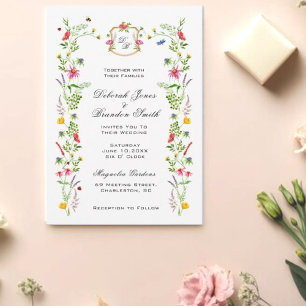 Aquarell-Wildblumen-Garten-Hochzeitseinladung Ankündigung