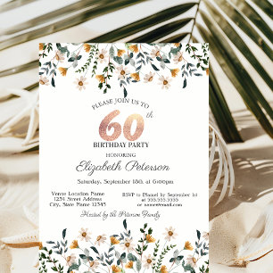 Aquarell-Wildblumen-Gartenparty 60. Geburtstag Einladung