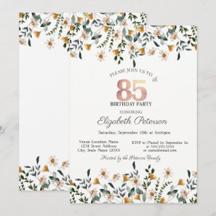 Aquarell-Wildblumen-Gartenparty 85. Geburtstag Einladung