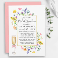 Aquarell Wildblumen Gold Pink Bridal Luncheon