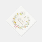 Aquarell-Wildblumen Goldkreuz Erste Kommunion Serviette (Ecke)