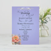 Aquarell-Wildblumen - Himmelblau-Hochzeit Programm (Stehend Vorderseite)