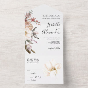Aquarell-Wildblumen-Hochzeit Alles-in-Einem-Einlad All In One Einladung