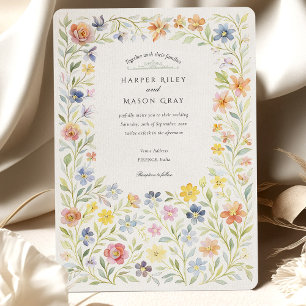 Aquarell-Wildblumen-Hochzeit in Florenz Einladung