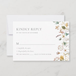 Aquarell-Wildblumen-Hochzeit RSVP Karte