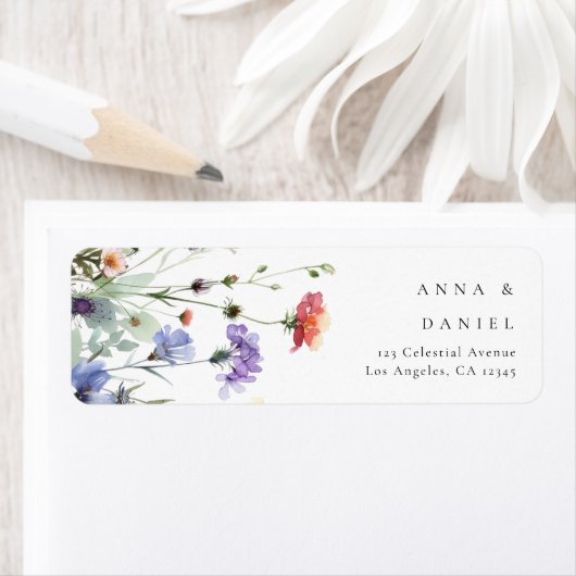 Aquarell-Wildblumen-Hochzeit-Rücksendeadresse (Insitu)