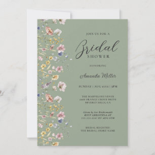 Aquarell-Wildblumen-Hochzeitsdusche Einladung