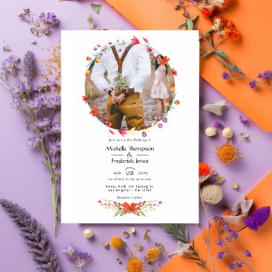 Aquarell-Wildblumen-Hochzeitsfoto-Hochzeit Einladung
