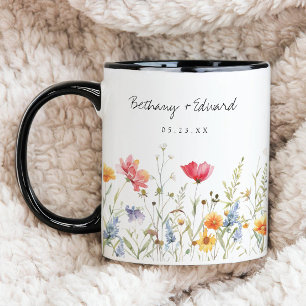 Aquarell-Wildblumen-Hochzeitsgeschenk-Kaffeetasse Tasse