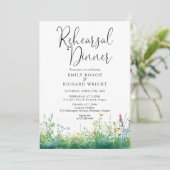 Aquarell-Wildblumen-Hochzeitsprobe-Dinner Einladung (Stehend Vorderseite)