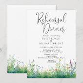 Aquarell-Wildblumen-Hochzeitsprobe-Dinner Einladung (Vorne/Hinten)