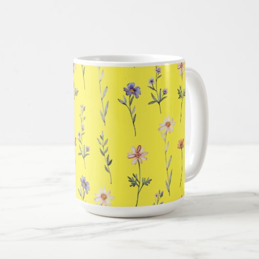 Aquarell-Wildblumen Kaffeetasse (VorderseiteRechts)