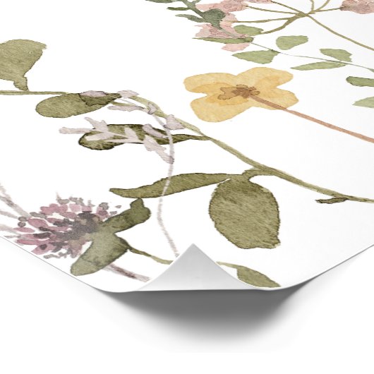 Aquarell Wildblumen Kinderdusche Momosa Bar Poster (Ecke)